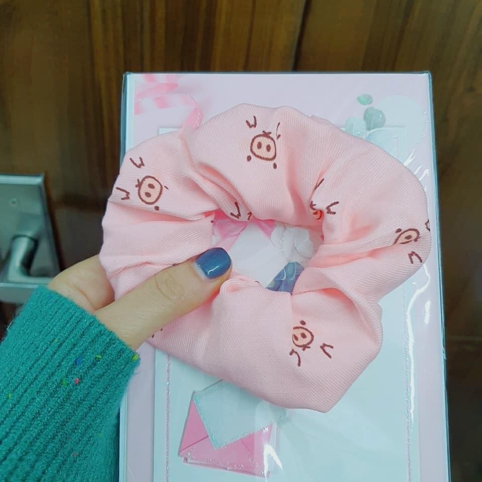 Cột Tóc Vải Scrunchies - Dây Buộc Tóc Scrunchies họa tiết Bò Sữa