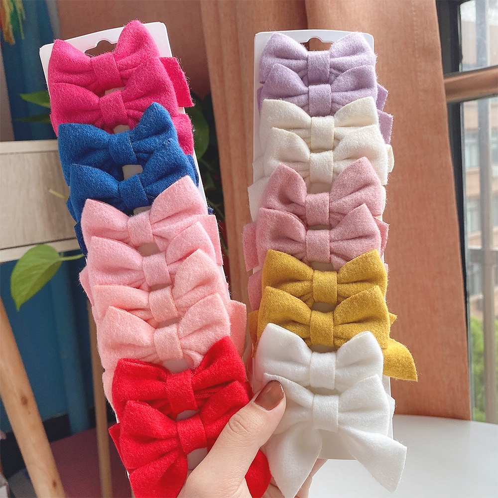 KIDSBOWS Set 10 Kẹp Tóc Hình Nơ Nhiều Màu Dễ Thương Cho Bé Gái