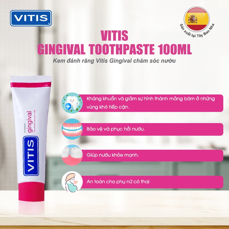 Kem đánh răng dành cho nướu nhạy cảm Vitis Gingival Toothpaste Tuýp 100ml