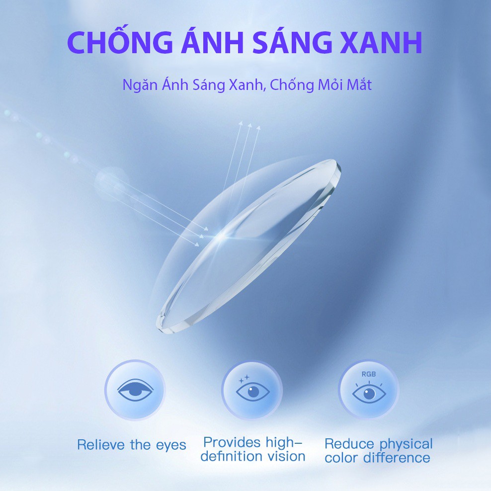 Kính Giả Cận Chống Ánh Sáng Xanh, Chống Mỏi Mắt, Gọng Kính Cận Nam Nữ Không Viền Vuông Tròn Hàn Quốc - BLUE LIGHT SHOP