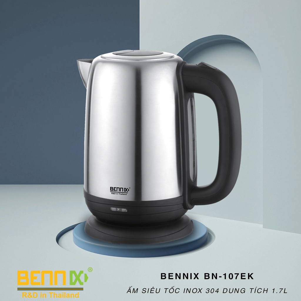 Ấm đun siêu tốc inox cao cấp Bennix BN-107EK 2200W bảo hành 12 tháng chính hãng