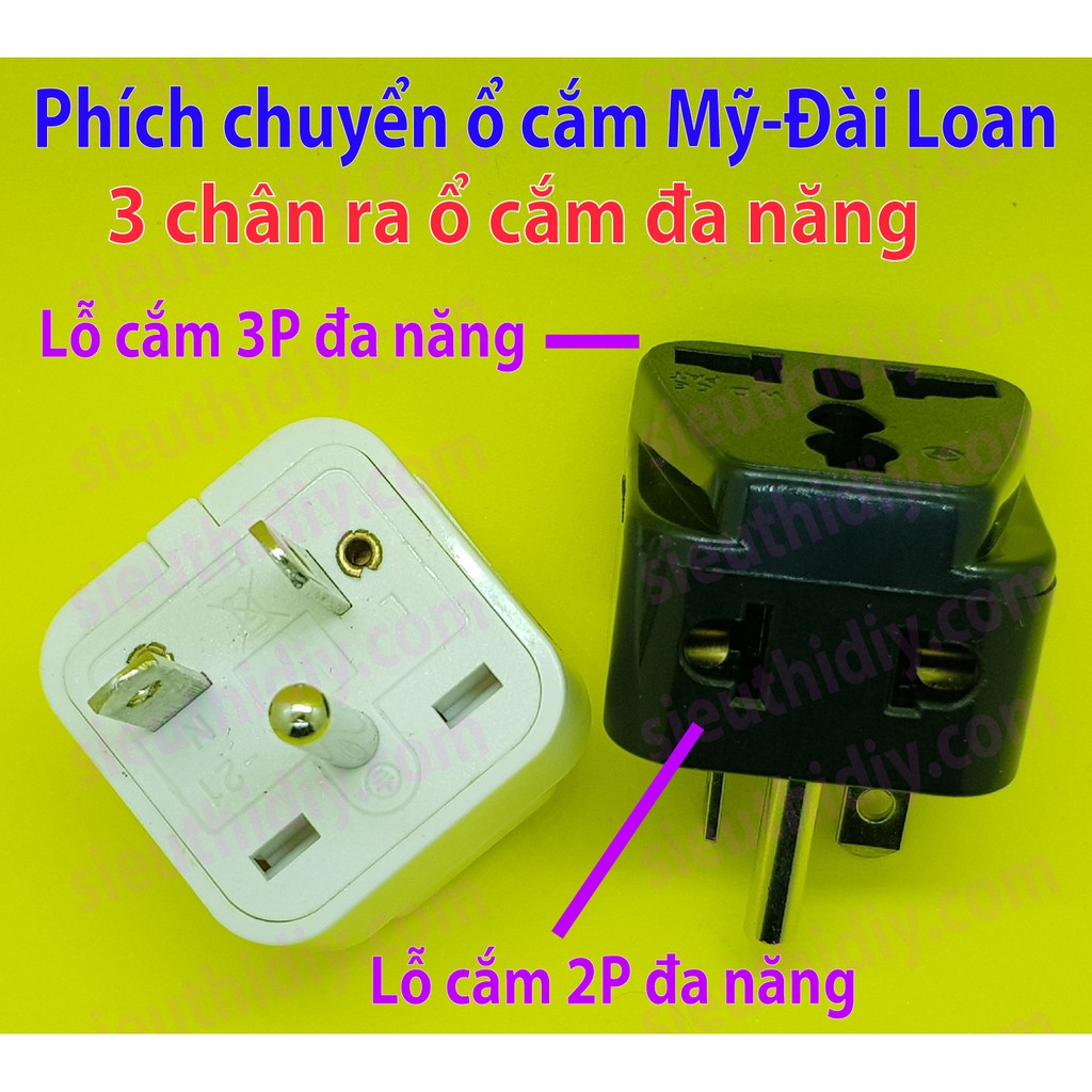 Phích chuyển ổ Đài Loan-Mỹ 3P ra ổ cắm đa năng