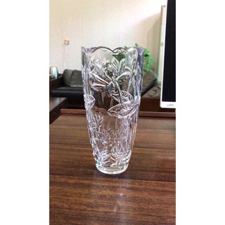 Lọ hoa Thủy tinh Pha Lê trắng trụ bầu 30cm