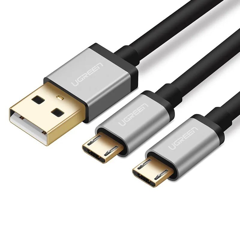 màu Đen Cáp sạc 2 đầu micro usb UGREEN 40349 40348 40347 US196