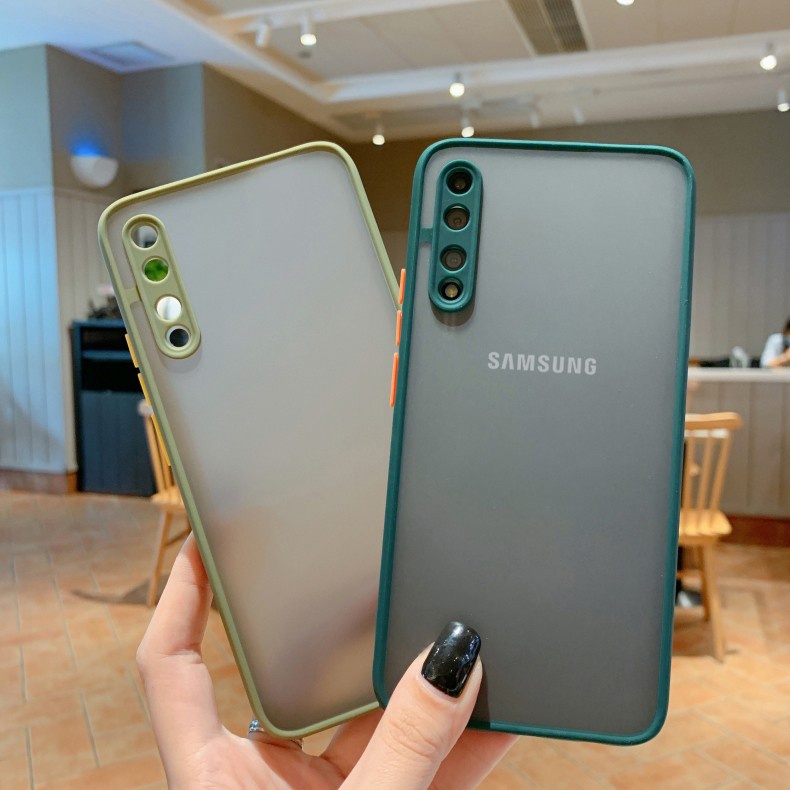 Ốp điện thoại trong suốt nhám viền màu sắc cho Samsung A50 A50S A30S A30 A20 A20S A10S A10 M10 A71 A51