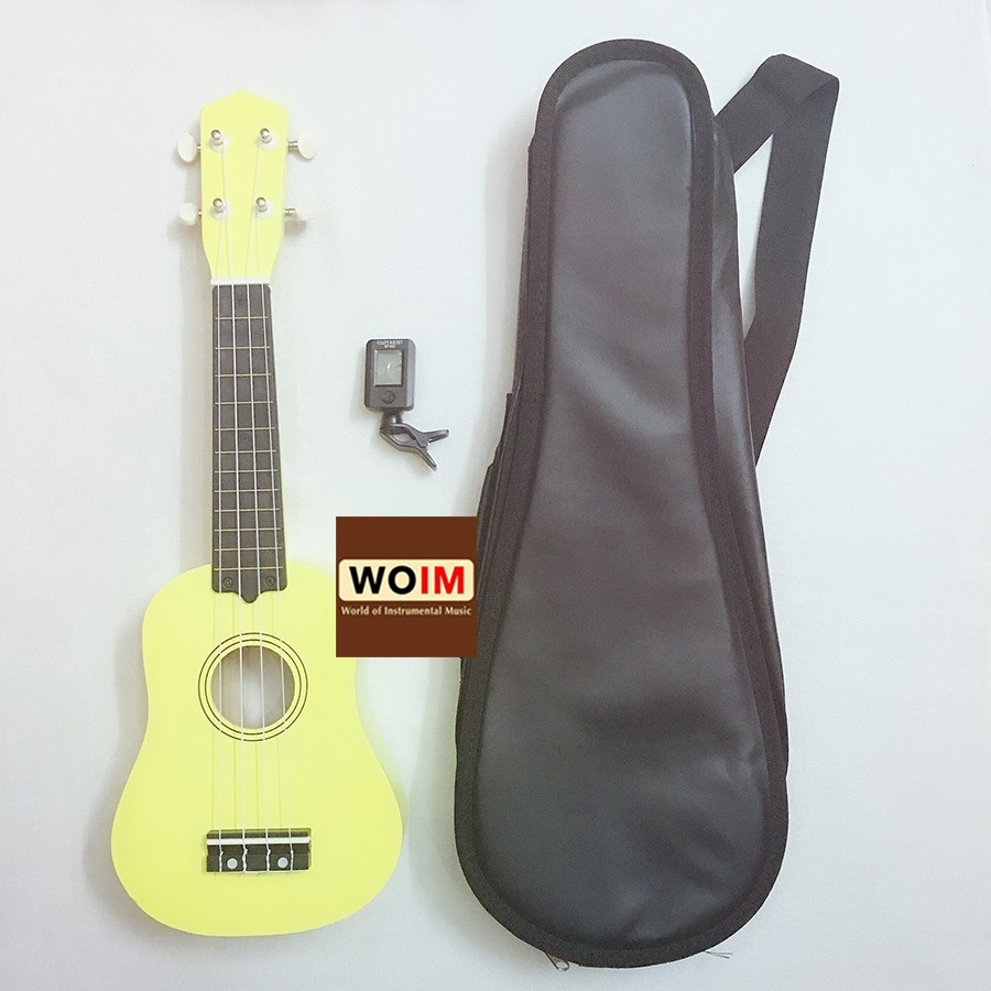 Đàn Ukulele Soprano size 21 Woim 35A15 tặng kèm  bao da + máy lên dây địên tử ( Tuner ) đủ màu sắc - HÀNG CÓ SẴN