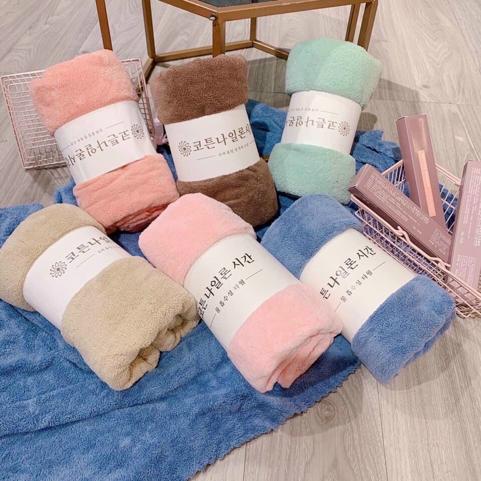 Khăn tắm lông cừu cao cấp 100x50cm siêu thấm Vapuno Hàn Quốc