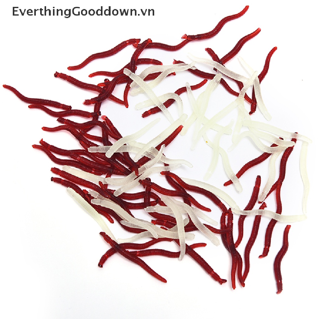Everthinggooddown 50 Mồi Câu Cá Nhân Tạo Hình Giun Mềm 35mm