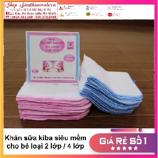 Khăn Sữa KiBa Siêu Mềm 2 Lớp 4 Lớp ( Sét 10 Chiếc)