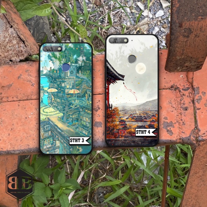 Ốp lưng kính cường lực Huawei Y6 Prime 2018 hình sơn thủy hữu tình