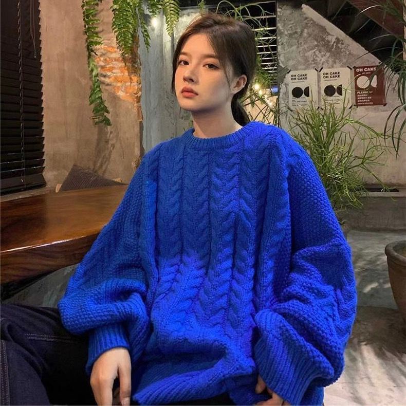 Áo Sweater Dệt Kim Dáng Rộng Mềm Mại Giữ Ấm Mùa Đông Phong Cách Retro Cho Nữ