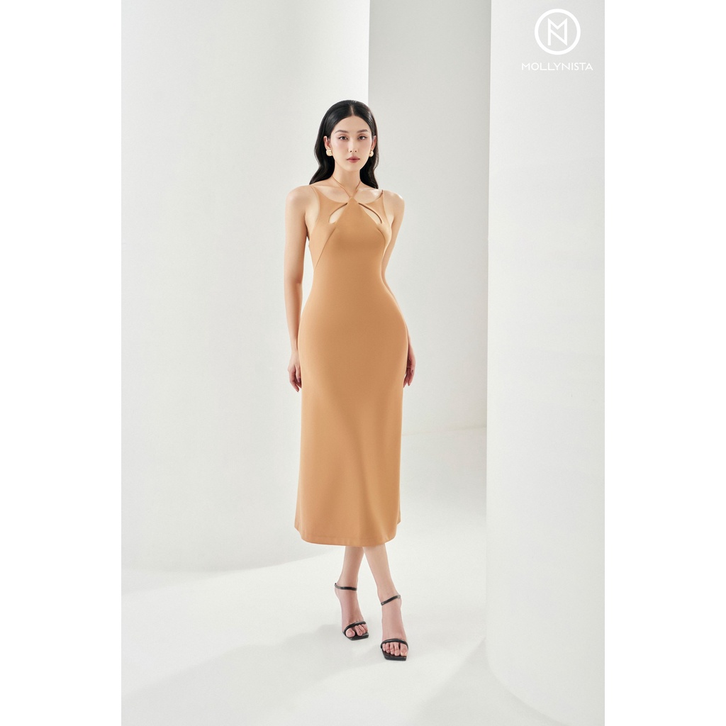 MOLLYNISTA - Đầm Petty dáng yếm khoét cánh hoa quyến rũ nữ tính thiết kế cao cấp đi chơi đi tiệc gợi cảm