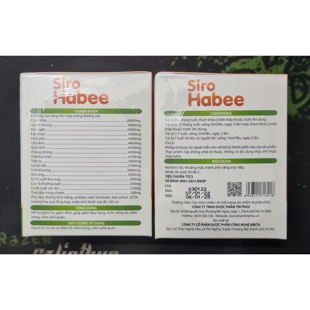 Siro Habee (Hộp 50 gói x 5ml) - Hỗ trợ giảm ho, giảm đờm, giúp giảm đau họng, khản tiếng do viêm họng, viêm phế quản