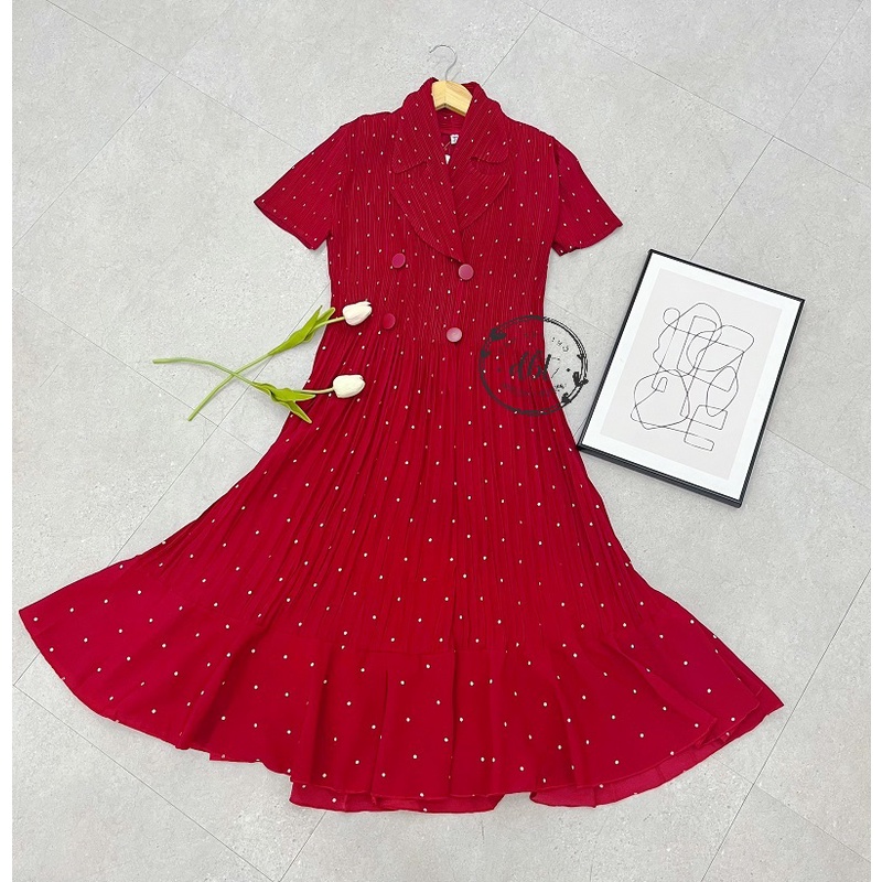 Đầm voan  bầu hàng Quảng Châu xếp ly form dài chất siêu mát