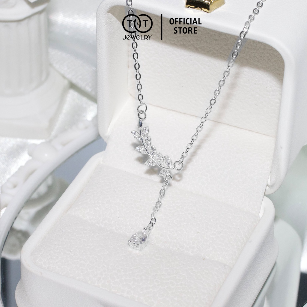 Dây chuyền nữ Nguyệt Quế Giọt Nước Thả Basic Bạc Ý s925 T&amp;T Jewelry cao cấp DC09