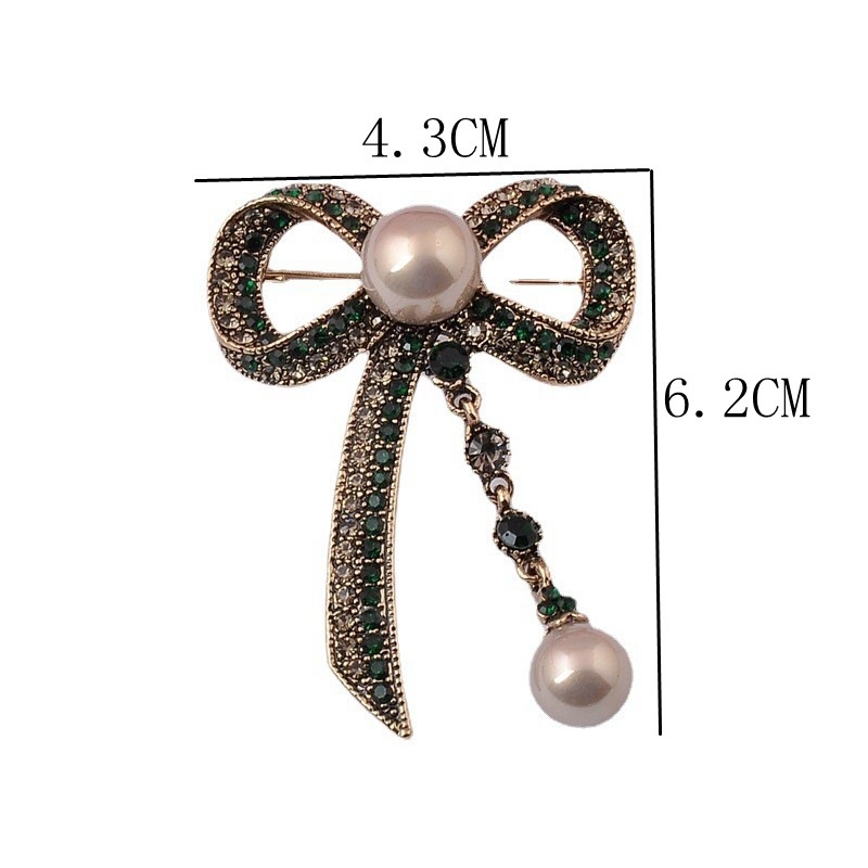 Ghim Cài Áo Hình Nơ Đính Đá Và Ngọc Trai Sang Trọng