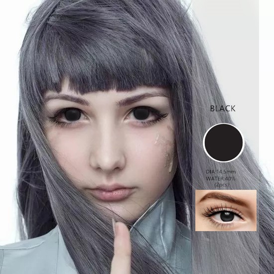 D'ORELLA 1 cặp  Phụ kiện anime cho mắt Cosplay Kính áp tròng màu Yealy Ues Halloween Eye Liên hệ Đen Trắng Yearly use 0.00 Degree