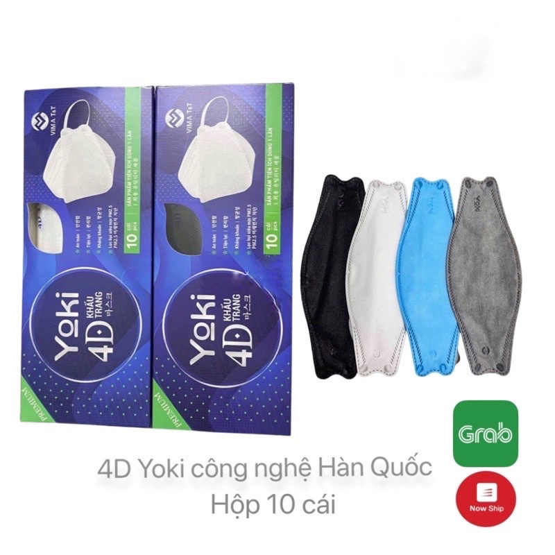 Khẩu Trang Kháng Khuẩn 4D Yoki Cao Cấp ,Hộp 10cái Xịn Sò (Hàng Công Ty)