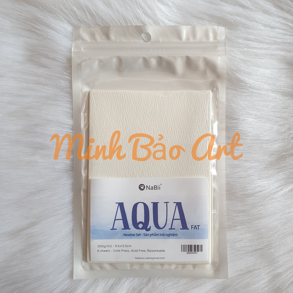 MẪU MỚI 2021 - GIẤY VẼ MÀU NƯỚC NABII AQUA FAT 300 GSM (SIZE A6, 8 TỜ)