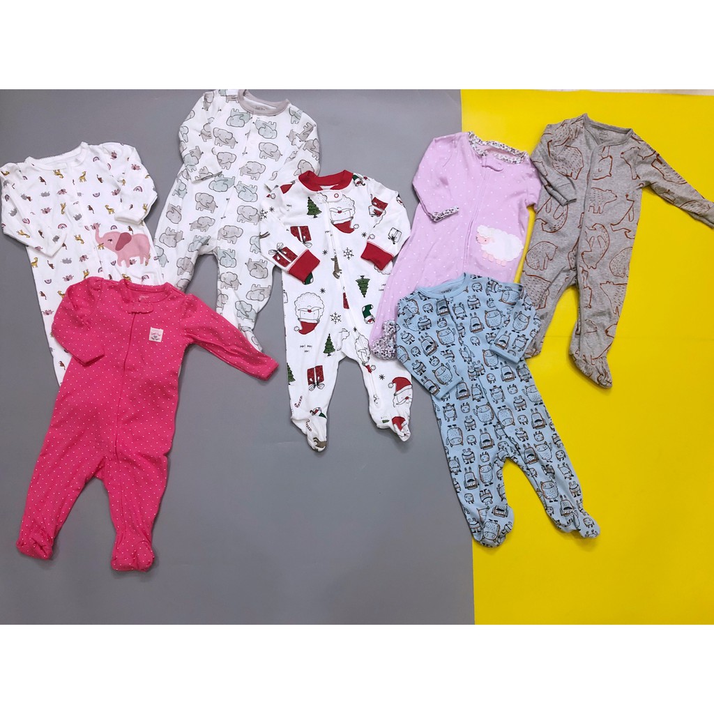 Sleepsuit Cotton, Body Sleep, Body Dài Tay Liền Thân Liền Tất Mix Hãng Cho Bé Hàng Xuất Dư Xịn Sò