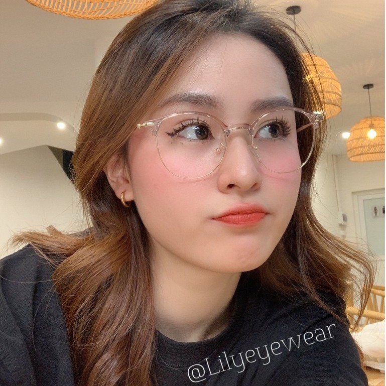 Gọng kính cận nam nữ LILYEYEWEAR mắt kính tròn gọng kính kim loại màu sắc thời trang 272336