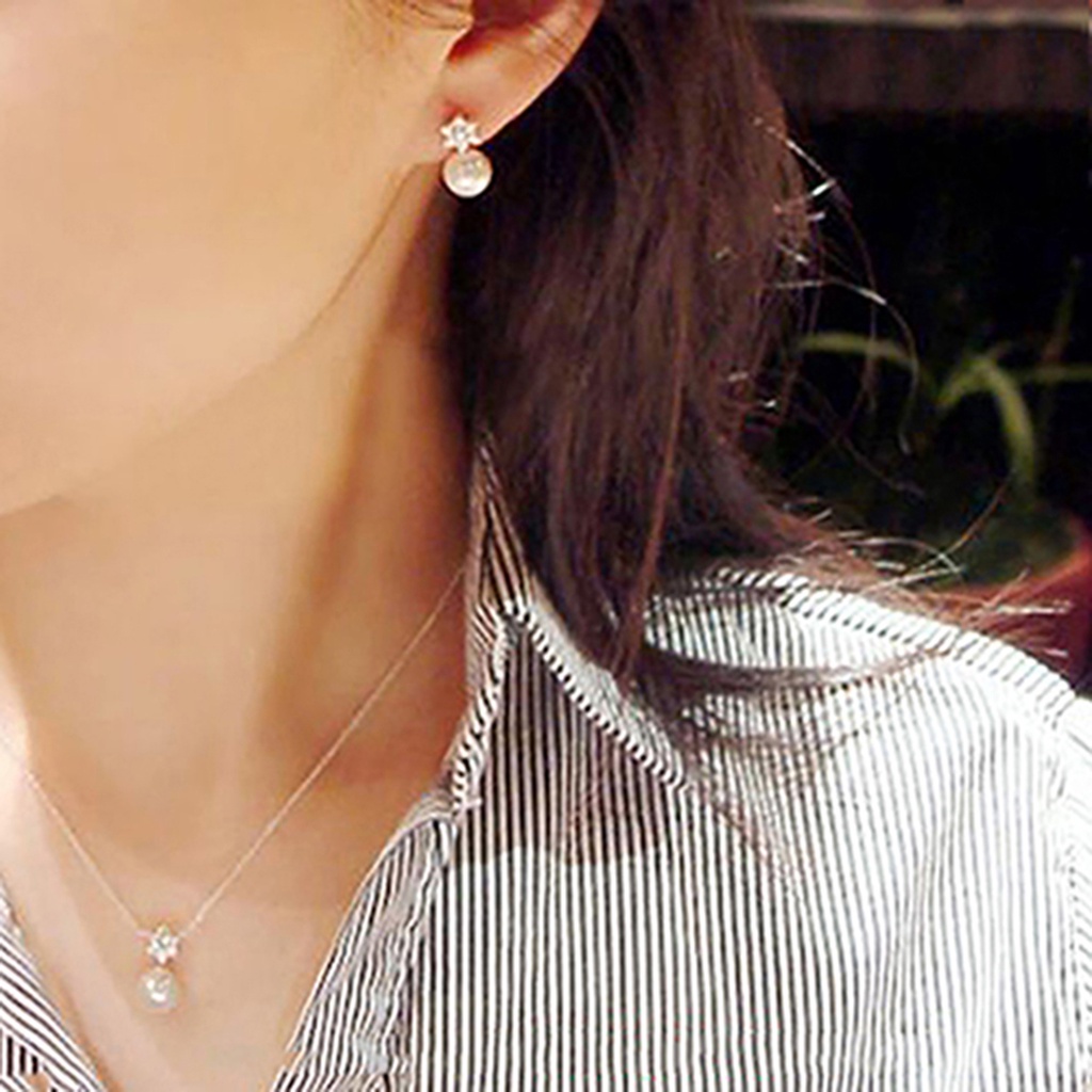 Khuyên tai đính đá và ngọc trai giả thời trang thanh lịch dành cho nữ