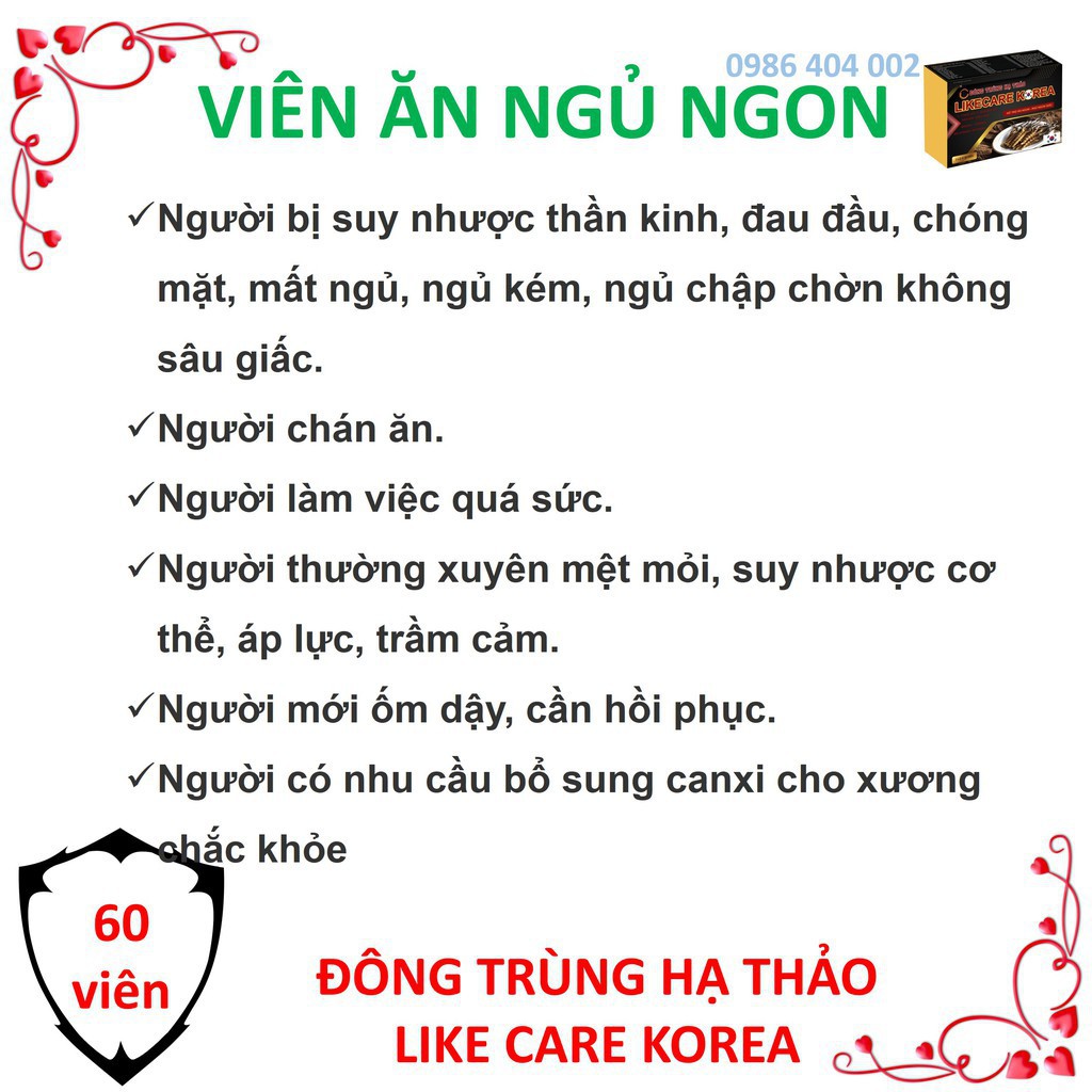 [ĐÔNG TRÙNG HẠ THẢO]  ĐÔNG TRÙNG HẠ THẢO LIKE CARE KOREA Viên uống hỗ trợ ăn ngon ngủ tốt bồi bổ cơ thể | BigBuy360 - bigbuy360.vn