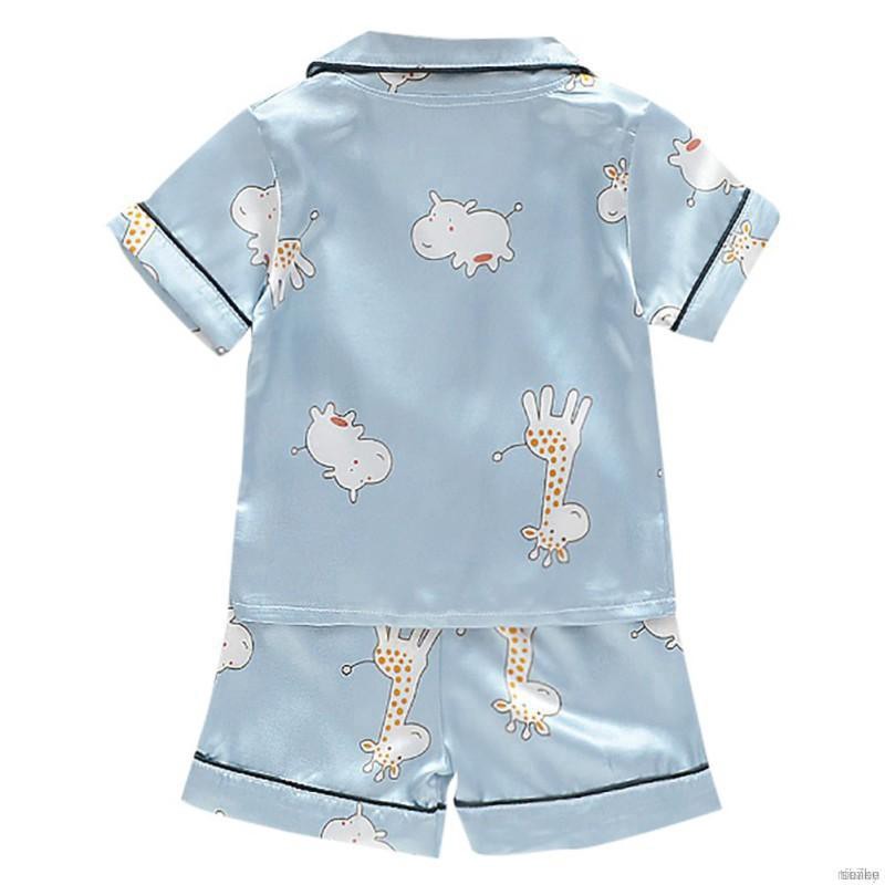 ruiaike  Baby Pajamas Boy Girl Summer Animals Print Short Sleeve Tops + Pants Two Piece Sleepwear Set Clothes