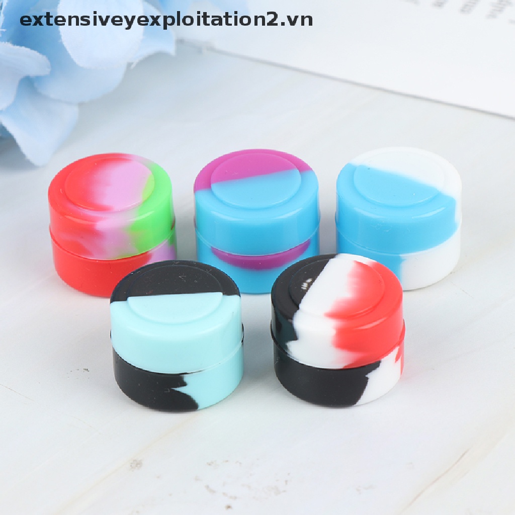 [Hàng mới về] Set 5 lọ silicone tròn 2ml màu sắc ngọt ngào chống dính đựng mỹ phẩm tiện dụng