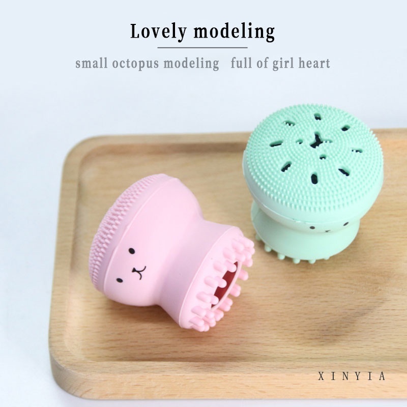 [Hàng mới về] Bàn chải rửa mặt silicon hình bạch tuộc cỡ nhỏ làm sạch lỗ chân lông