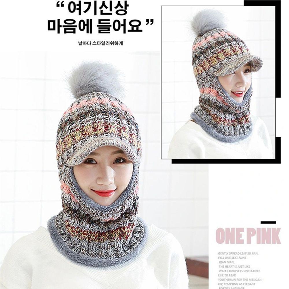 Mũ Dệt Kim Dày Dặn Đính Cục Bông Đầu Lâu Balaclava