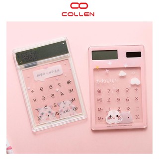 Máy tính mini đẹp bỏ túi trong suốt phím cảm ứng, máy tính chạy bằng năng lượng mặt trời COLLEN LIFE