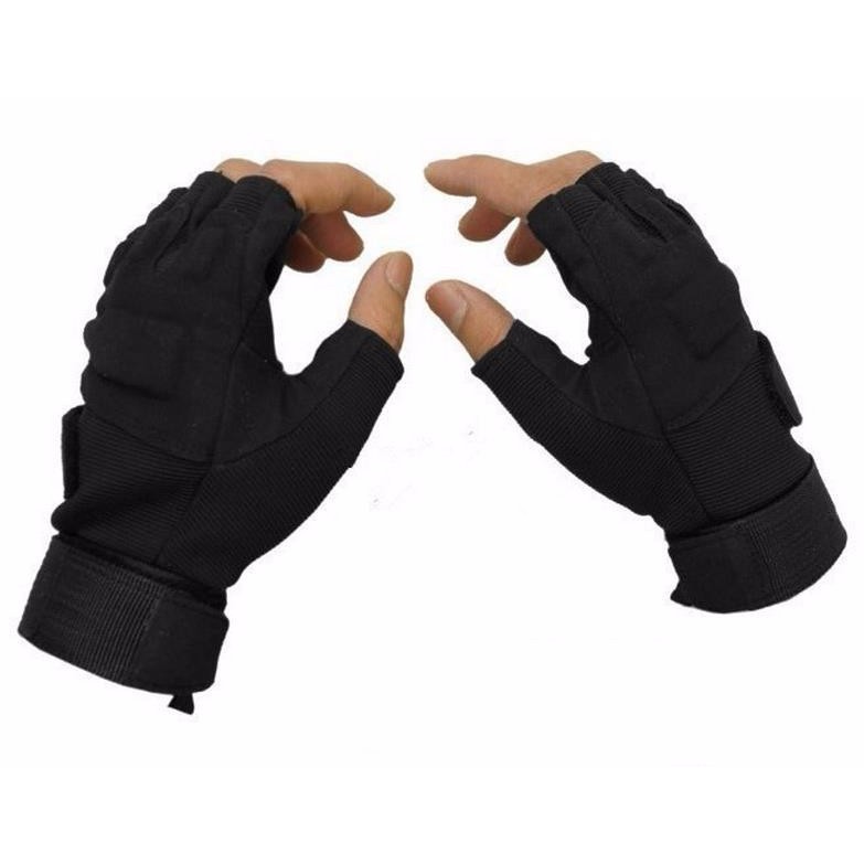 Găng tayphượt dã ngoại xe máy xe đạp Black Eagle nửa ngón