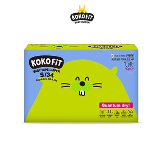 Tã/bỉm dán KOKOFiT size S (Hải cẩu) 34 miếng/bịch cho bé dưới 6,5kg