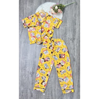 ( TAY NGẮN QUẦN DÀI ) BỘ PIJAMA LỤA VIỀN SP0124