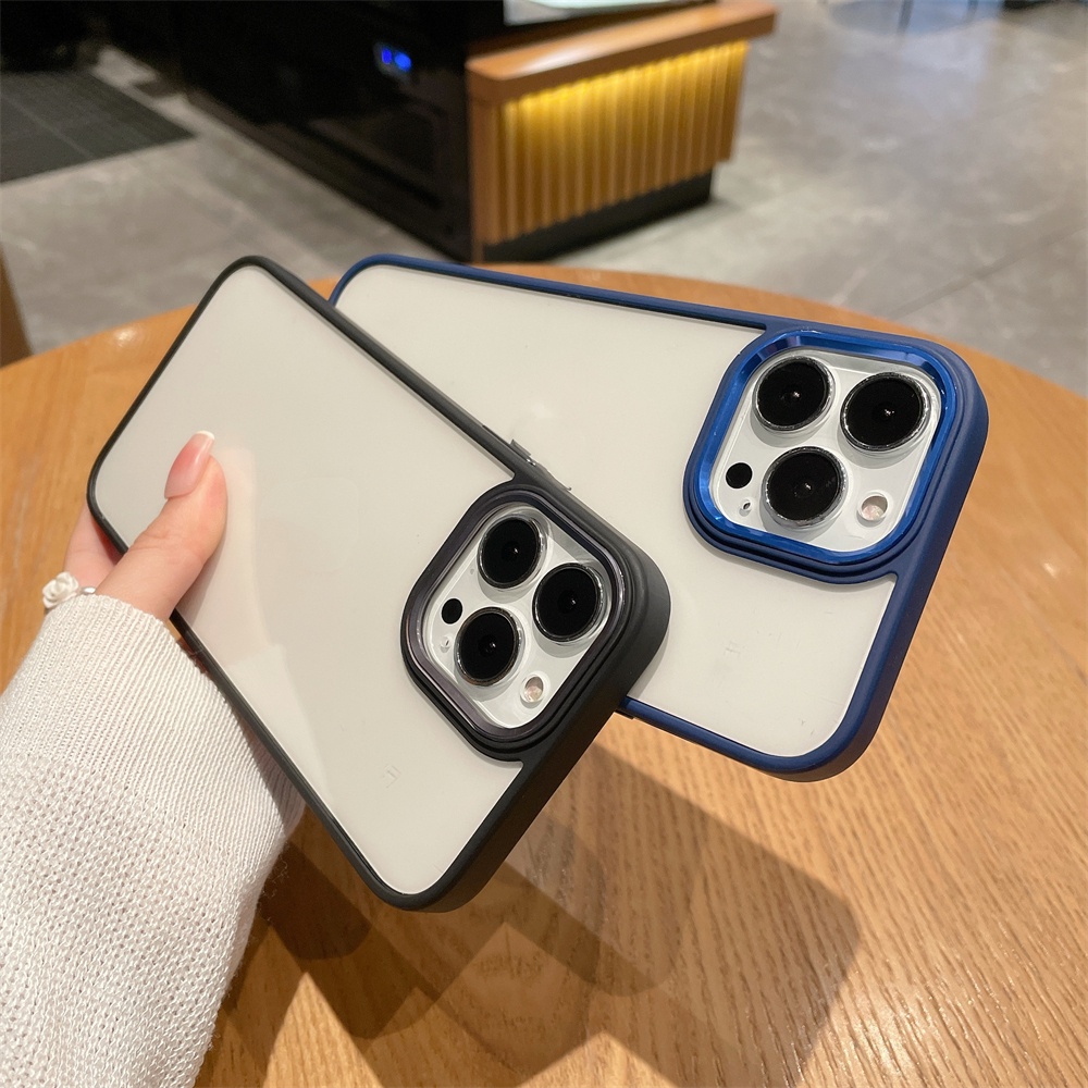 Ốp lưng iPhone Điện Thoại Acrylic Cứng Có Khung Kim Loại Bảo Vệ Camera Cho iphone 7 plus x xs max xr 13 pro max