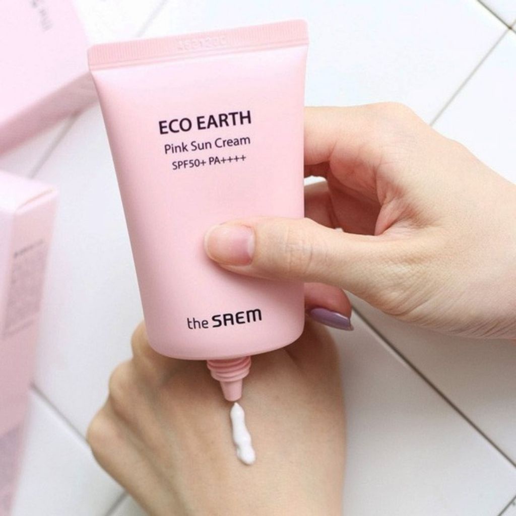 Kem Chống Nắng The Saem Eco Earth Pink Sun Cream SPF50+ 50g