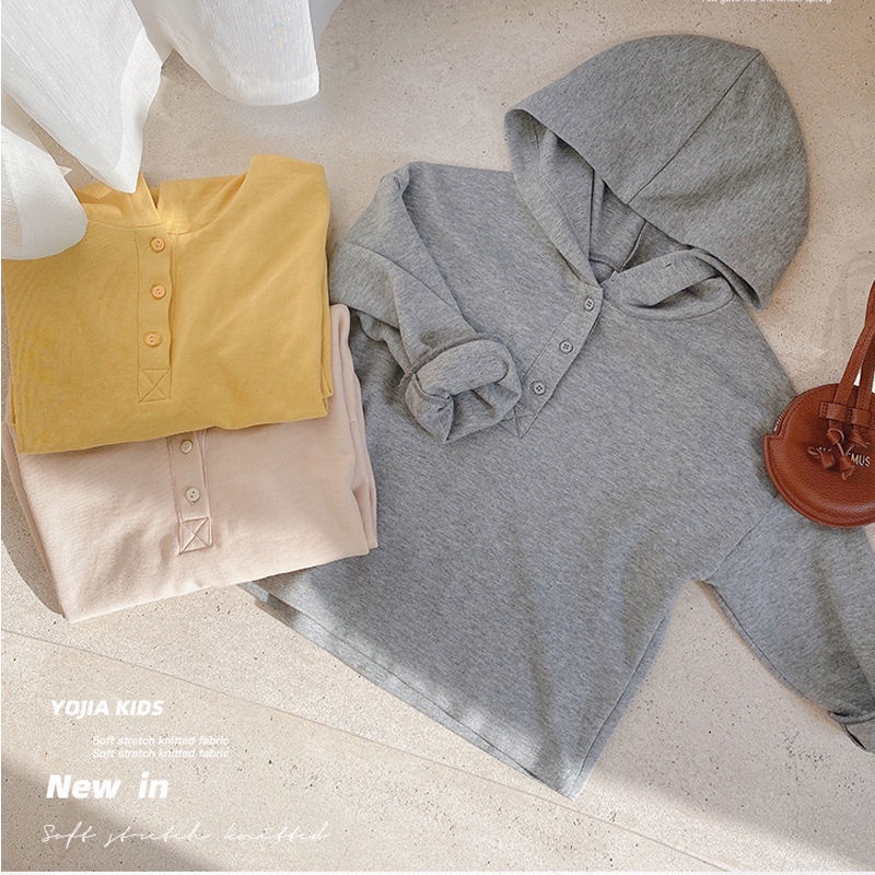 [Babycat] Hàng Có Sẵn Áo Thun polo Cotton Nguyên Chất Tay Dài Có Mũ Trùm Đầu Phong Cách Hàn Quốc Nhật Bản Mùa Thu Hàng Mới Dành Cho Bé Gái