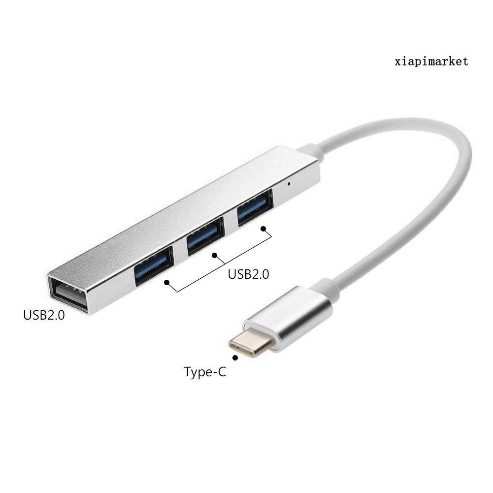 LOP_Ultra-Thin Portable Type-C to 4 USB Port Hub Expander for Laptop Tablet Computer
