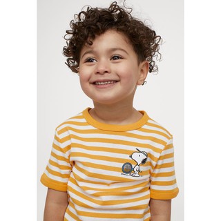 Áo cộc tay cho bé trai - Set 2 áo Snoppy Hm chất cotton cho bé trai từ 1-6t