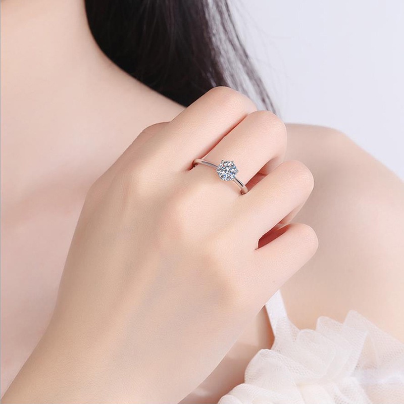 Nhẫn Hở Sáu Móng Đính Đá Zircon Mịn Thanh Lịch Thời Trang Có Thể Điều Chỉnh Cho Nữ