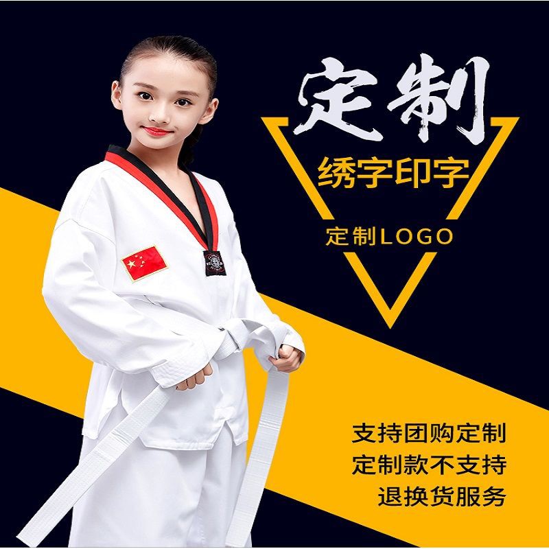 Bộ Quần Áo Tập Võ Taekwondo Tay Dài Chất Cotton Mềm Mại Dành Cho Người Lớn Và Trẻ Em