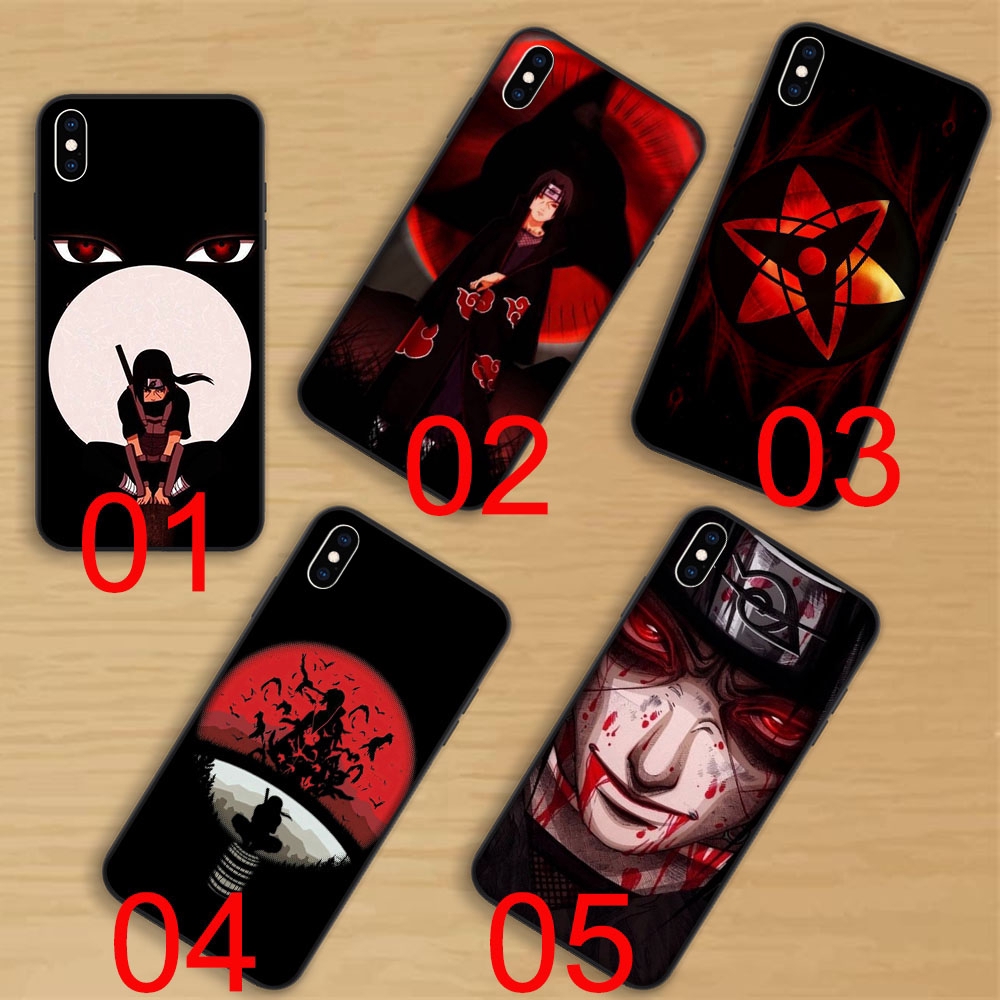 Ốp điện thoại đen mềm in hình nhân vật Itachi trong Naruto cho iPhone 6 6S 7 8 PLUS X XS MAX XR 5 5S SE