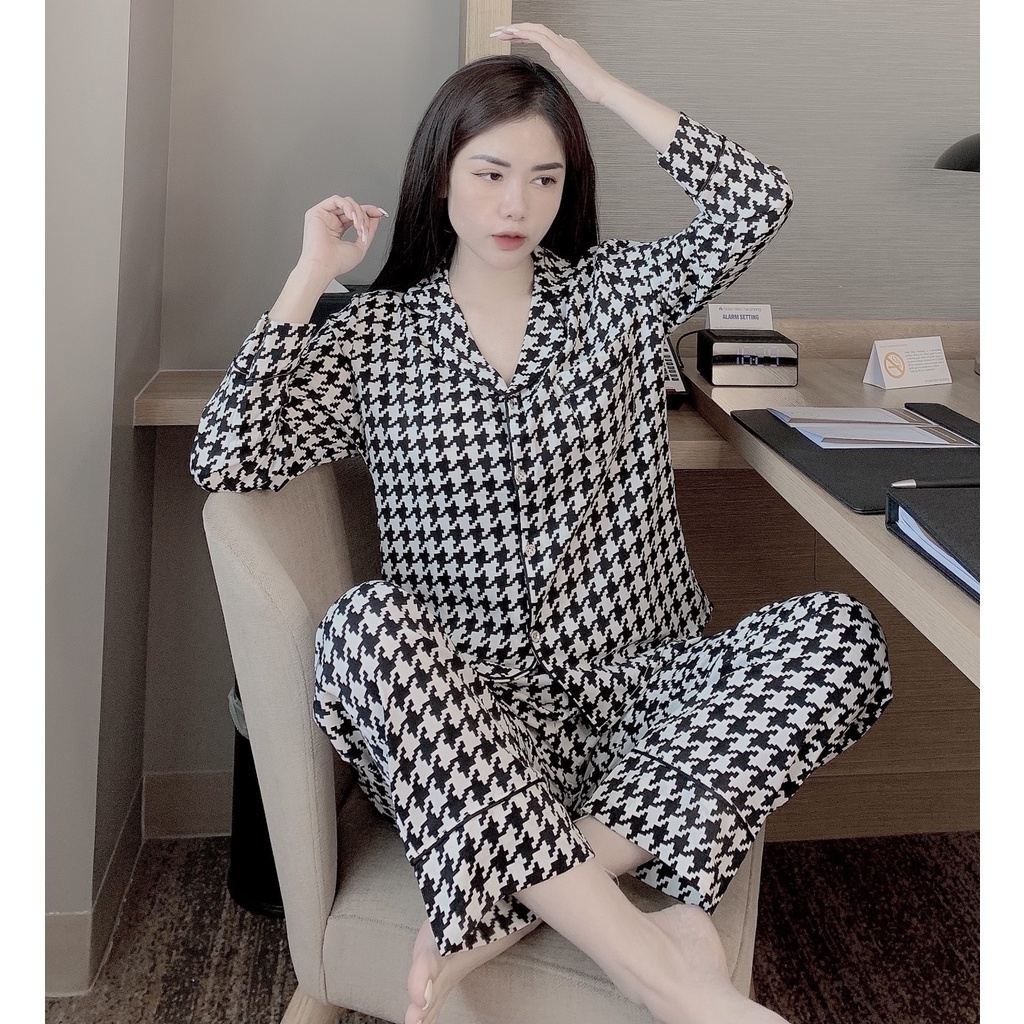 Bộ Ngủ, Bộ pijama HÀNG CHUẨN tay dài quần dài Lụa Mango mềm mịn , thoáng mát