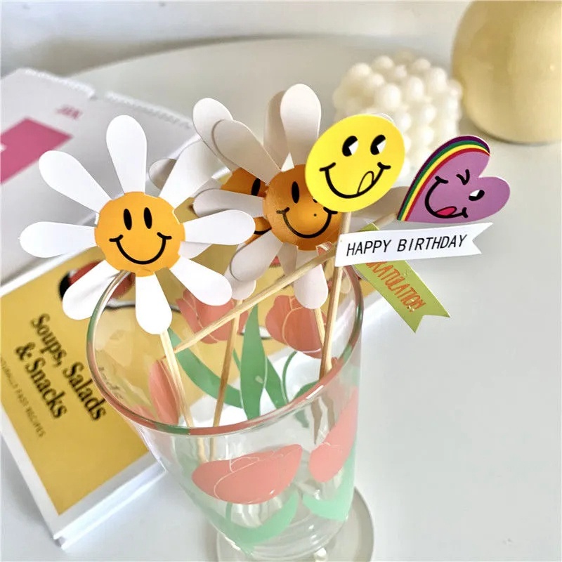 Set 3 / 5 Que Cắm Trang Trí Bánh Sinh Nhật Hình Chữ Happy Birthday Dễ Thương