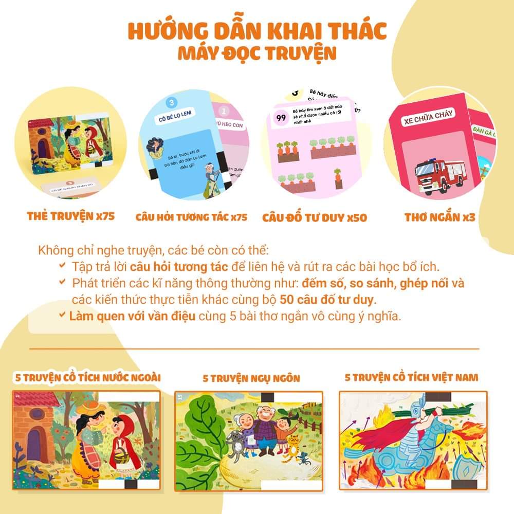 Máy đọc truyện, đồ chơi thẻ flashcard kể chuyện thông minh cho bé S-kids