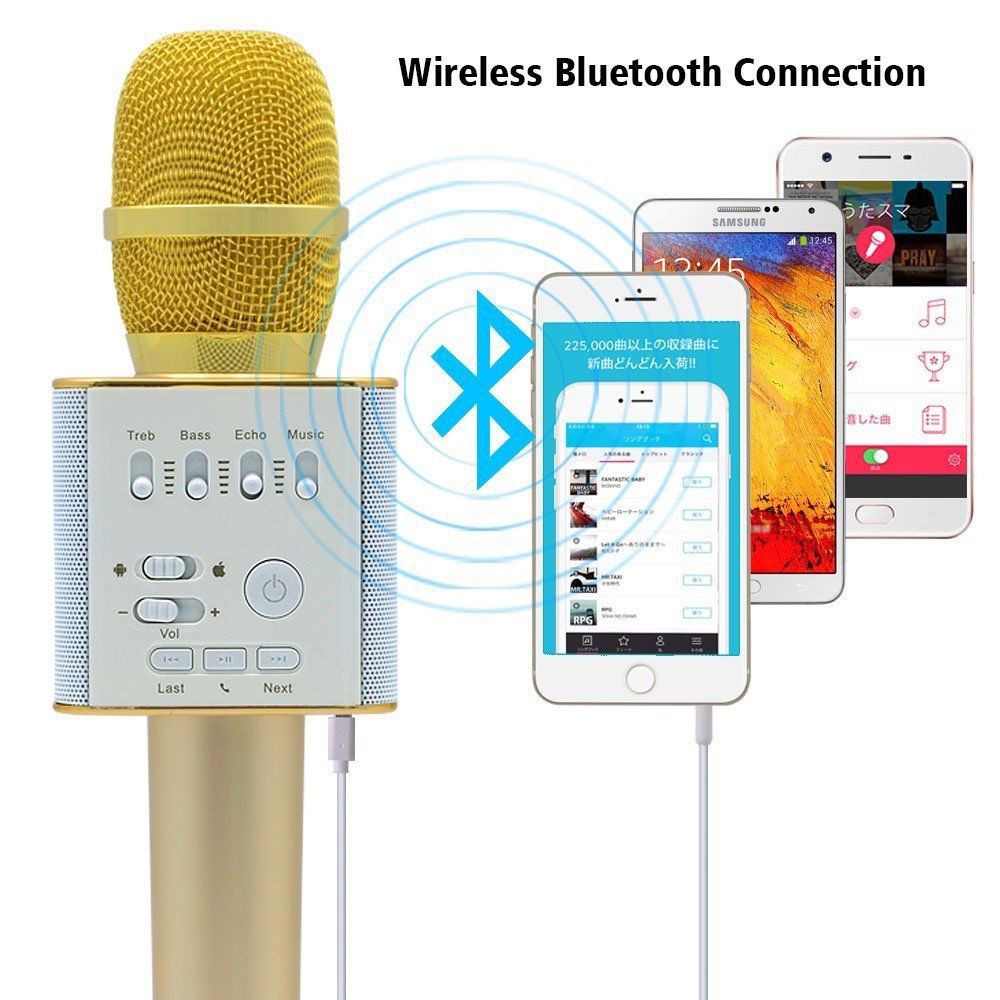 Q9 MIC Bluetooth Micrô Loa nghe nhạc không dây có micrô karaoke có vỏ hộp PK Q7