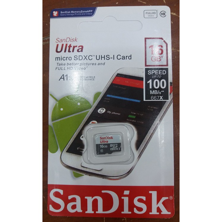 Thẻ Nhớ 16GB Sandisk MicroSD Ultra - Bảo hành 5 năm