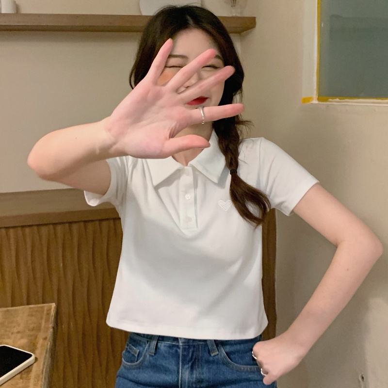 SUXI Áo polo Tay Ngắn Cổ POLO Màu Sắc Đơn Giản Thời Trang Mùa Hè Dành Cho Nữ