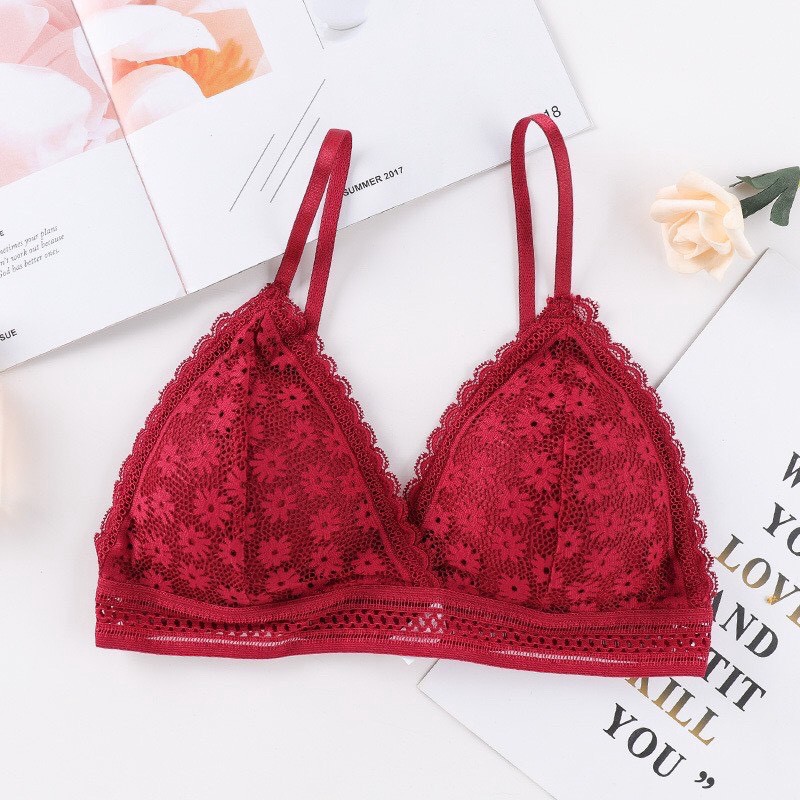 Áo Bra Ren Hoa cúc mini Mút Mỏng Cài Sau 7338